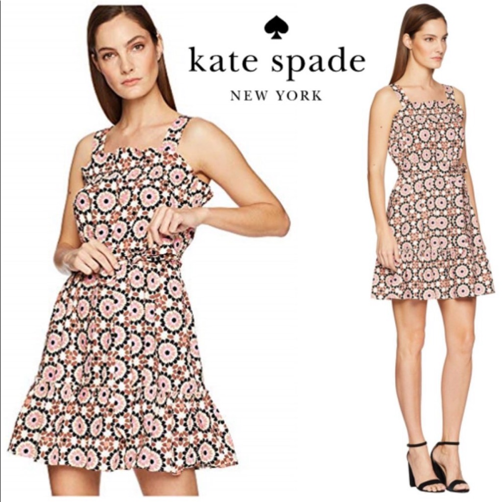 Kate Spade Floral Mosaic Poplin Dress Nwt Sz8